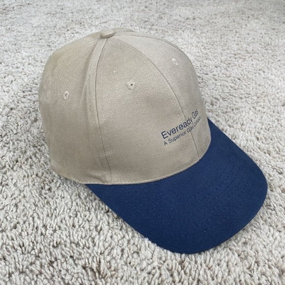 Vintage‎ RCC Koozie Eveready Gas Hat A Superior Gas Co Beige Blue Strapback Cap - Picture 3 of 11